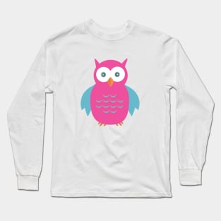 Blue & Pink Owl Long Sleeve T-Shirt